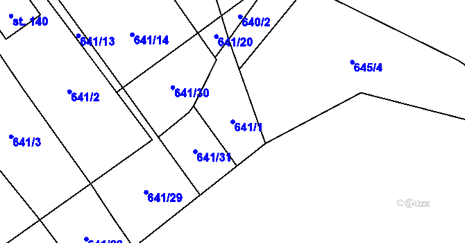 Parcela st. 641/1 v KÚ Bělá u Jedlé, Katastrální mapa