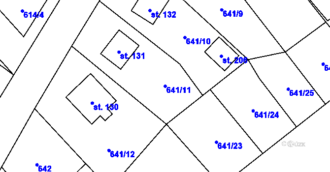 Parcela st. 641/11 v KÚ Bělá u Jedlé, Katastrální mapa