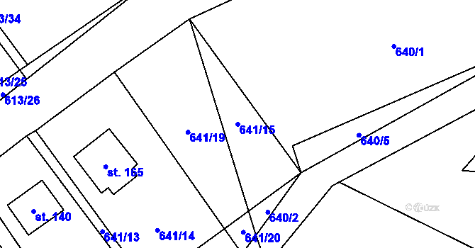 Parcela st. 641/15 v KÚ Bělá u Jedlé, Katastrální mapa