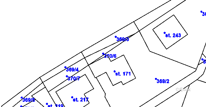 Parcela st. 370/6 v KÚ Bělá u Jedlé, Katastrální mapa