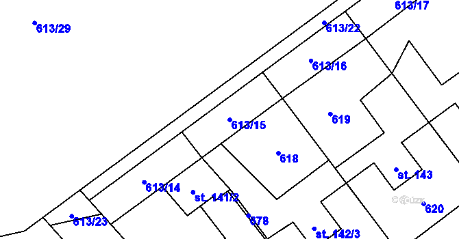 Parcela st. 613/15 v KÚ Bělá u Jedlé, Katastrální mapa
