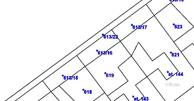Parcela st. 613/16 v KÚ Bělá u Jedlé, Katastrální mapa
