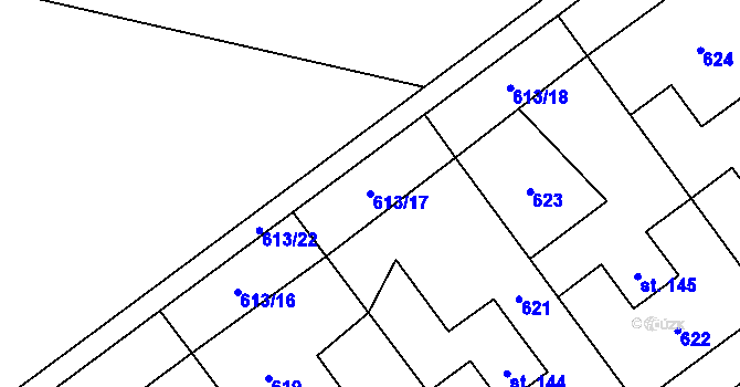 Parcela st. 613/17 v KÚ Bělá u Jedlé, Katastrální mapa
