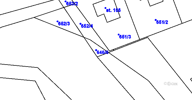 Parcela st. 646/6 v KÚ Bělá u Jedlé, Katastrální mapa