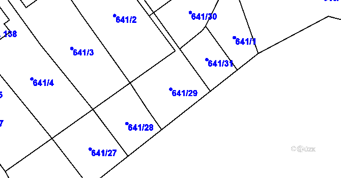 Parcela st. 641/29 v KÚ Bělá u Jedlé, Katastrální mapa