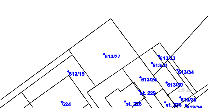 Parcela st. 613/27 v KÚ Bělá u Jedlé, Katastrální mapa