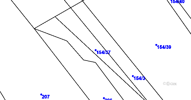 Parcela st. 154/37 v KÚ Bělá u Jedlé, Katastrální mapa