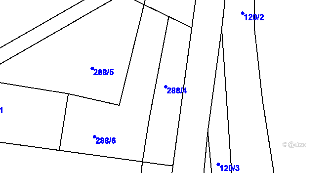 Parcela st. 288/4 v KÚ Bělá u Jedlé, Katastrální mapa