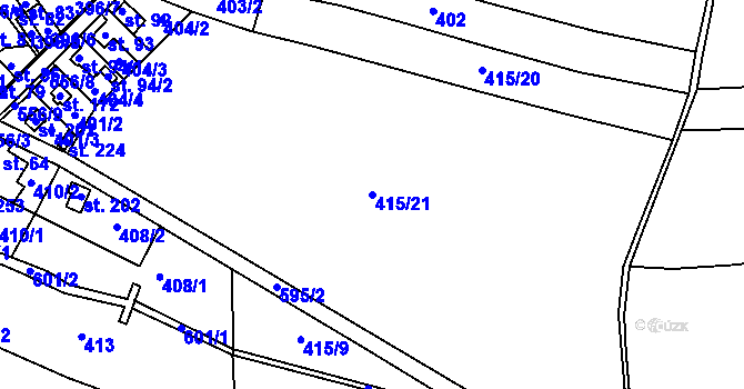 Parcela st. 415/21 v KÚ Bělá u Jedlé, Katastrální mapa