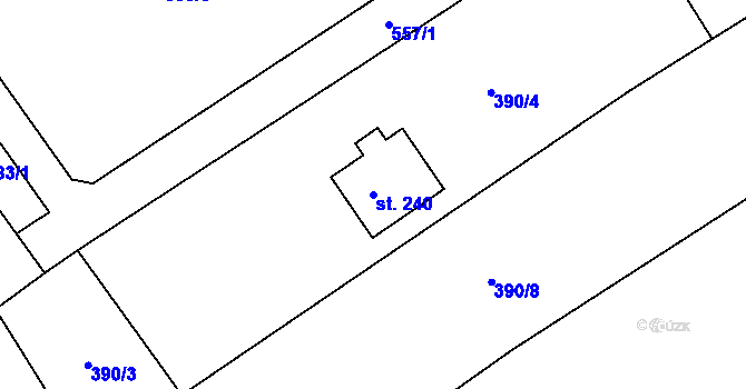Parcela st. 240 v KÚ Bělá u Jedlé, Katastrální mapa