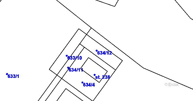 Parcela st. 634/12 v KÚ Bělá u Jedlé, Katastrální mapa