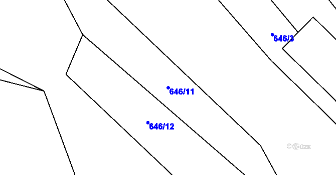 Parcela st. 646/11 v KÚ Bělá u Jedlé, Katastrální mapa