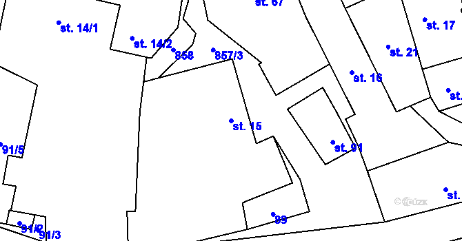 Parcela st. 15 v KÚ Chřenovice, Katastrální mapa