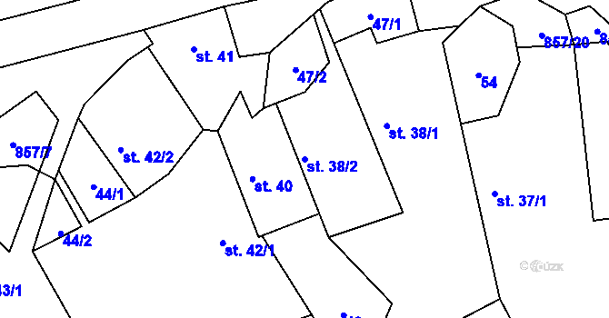Parcela st. 38/2 v KÚ Chřenovice, Katastrální mapa