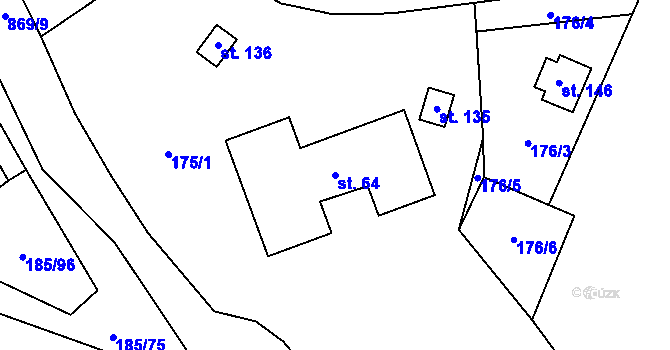 Parcela st. 64 v KÚ Chřenovice, Katastrální mapa