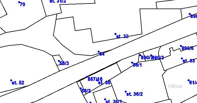 Parcela st. 64 v KÚ Chřenovice, Katastrální mapa