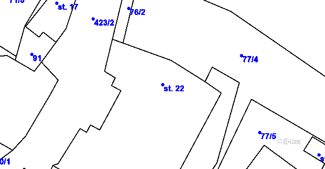 Parcela st. 22 v KÚ Jedlá, Katastrální mapa