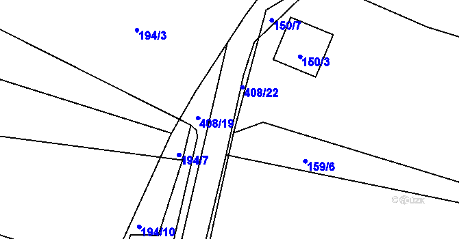Parcela st. 408/15 v KÚ Beranova Lhota, Katastrální mapa