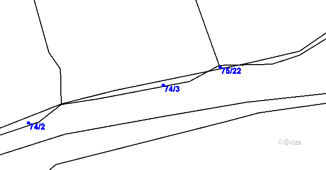 Parcela st. 74/3 v KÚ Beranova Lhota, Katastrální mapa