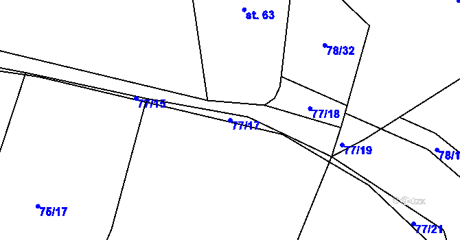Parcela st. 77/17 v KÚ Beranova Lhota, Katastrální mapa