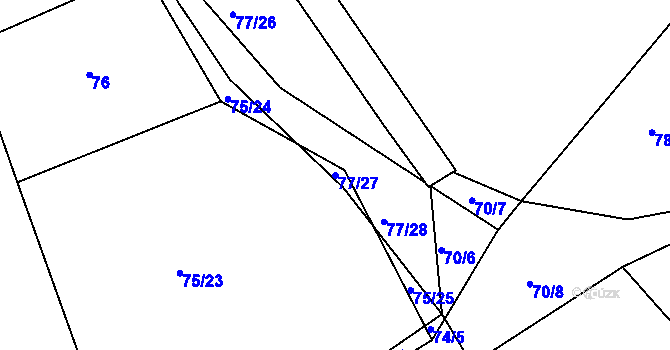 Parcela st. 77/27 v KÚ Beranova Lhota, Katastrální mapa