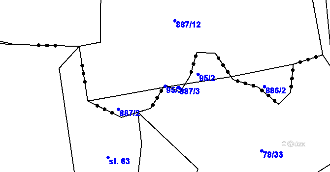 Parcela st. 95/3 v KÚ Beranova Lhota, Katastrální mapa