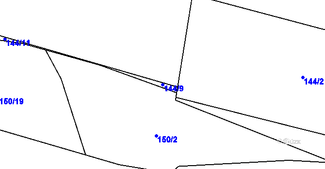 Parcela st. 144/9 v KÚ Beranova Lhota, Katastrální mapa