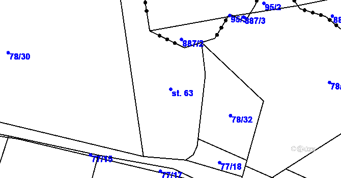 Parcela st. 63 v KÚ Beranova Lhota, Katastrální mapa