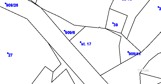 Parcela st. 17 v KÚ Jedlany, Katastrální mapa
