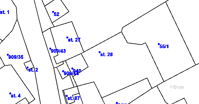 Parcela st. 28 v KÚ Jedlany, Katastrální mapa