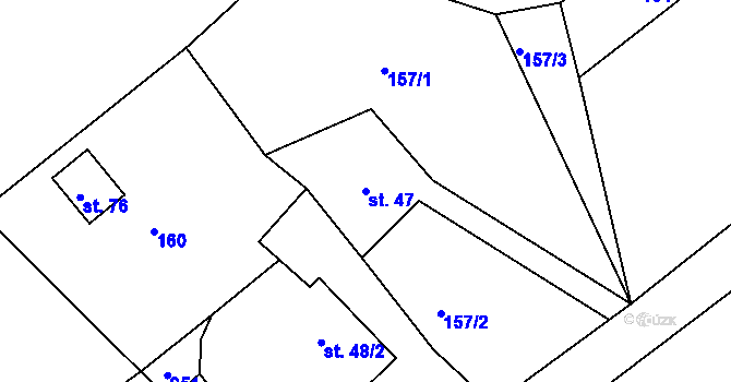 Parcela st. 47 v KÚ Jedlany, Katastrální mapa