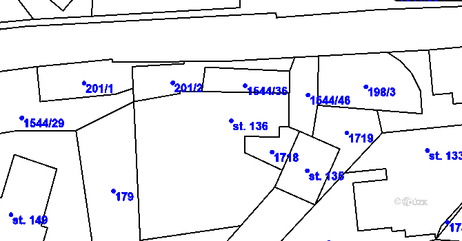 Parcela st. 136 v KÚ Jedlí, Katastrální mapa