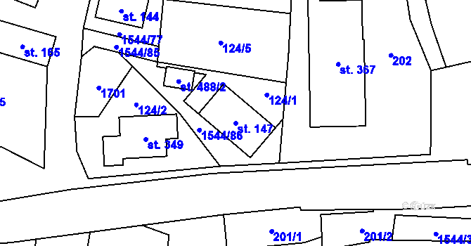 Parcela st. 147 v KÚ Jedlí, Katastrální mapa