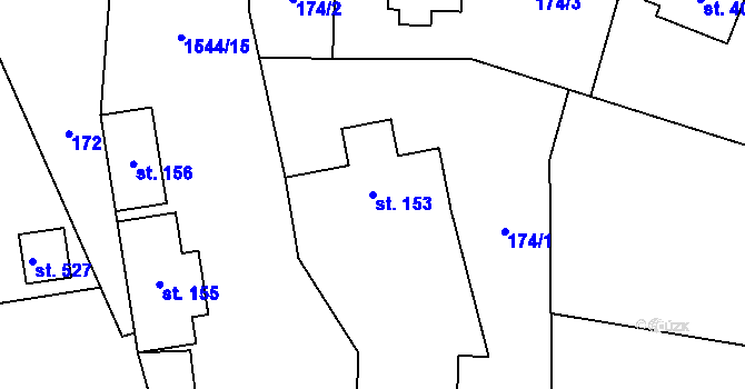 Parcela st. 153 v KÚ Jedlí, Katastrální mapa