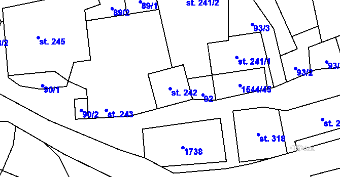 Parcela st. 242 v KÚ Jedlí, Katastrální mapa