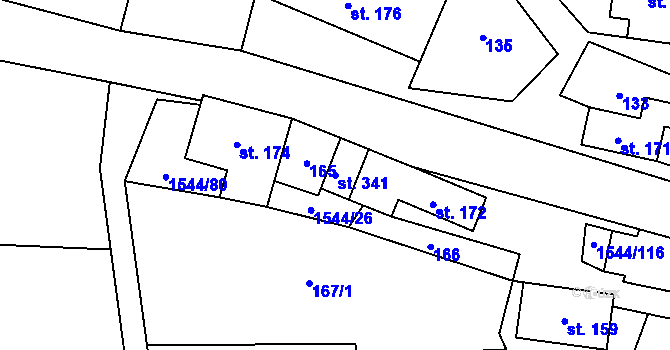 Parcela st. 341 v KÚ Jedlí, Katastrální mapa
