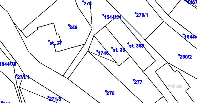Parcela st. 386 v KÚ Jedlí, Katastrální mapa