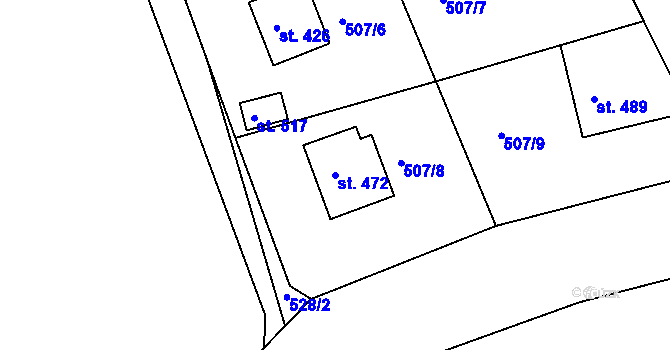 Parcela st. 472 v KÚ Jedlí, Katastrální mapa