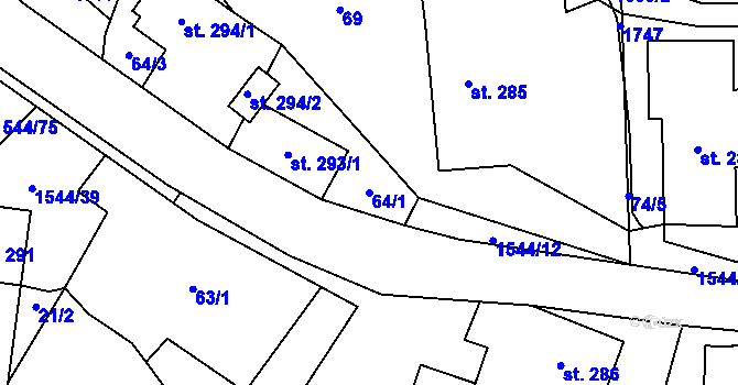 Parcela st. 64/1 v KÚ Jedlí, Katastrální mapa