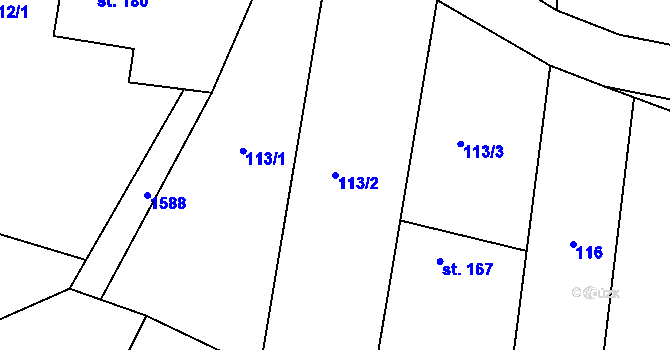 Parcela st. 113/2 v KÚ Jedlí, Katastrální mapa