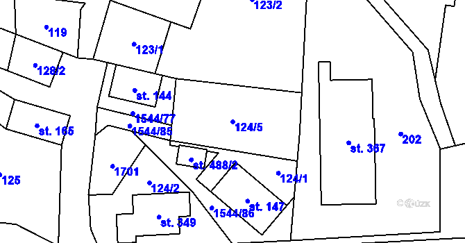 Parcela st. 124/5 v KÚ Jedlí, Katastrální mapa