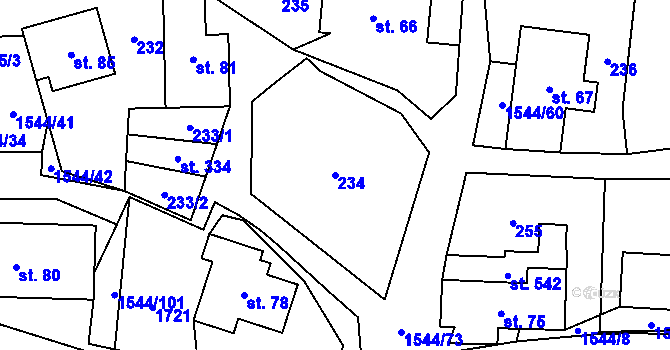 Parcela st. 234 v KÚ Jedlí, Katastrální mapa