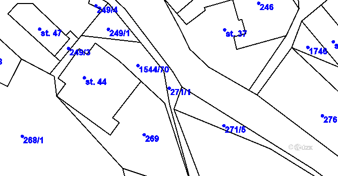 Parcela st. 271/1 v KÚ Jedlí, Katastrální mapa