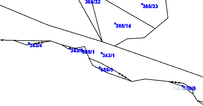 Parcela st. 343/1 v KÚ Jedlí, Katastrální mapa