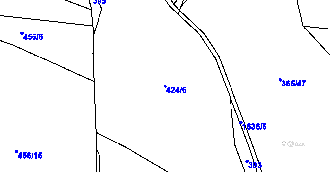 Parcela st. 424/6 v KÚ Jedlí, Katastrální mapa