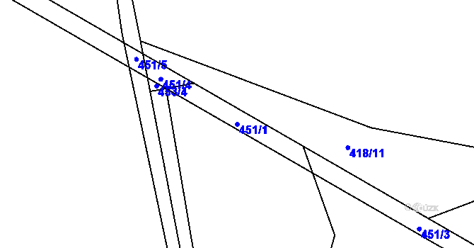 Parcela st. 451/1 v KÚ Jedlí, Katastrální mapa