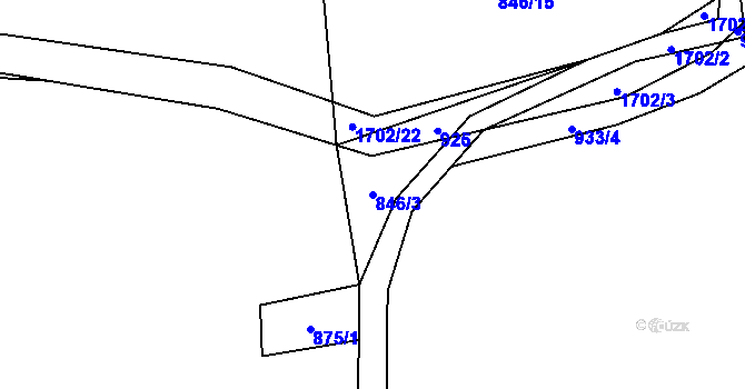 Parcela st. 846/3 v KÚ Jedlí, Katastrální mapa
