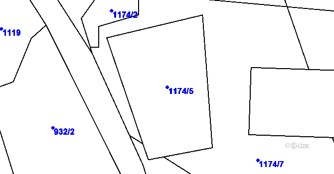 Parcela st. 1174/5 v KÚ Jedlí, Katastrální mapa