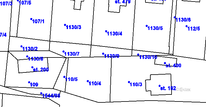 Parcela st. 1130/9 v KÚ Jedlí, Katastrální mapa