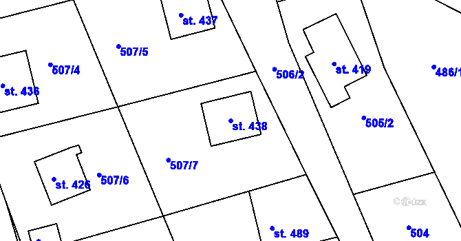 Parcela st. 438 v KÚ Jedlí, Katastrální mapa